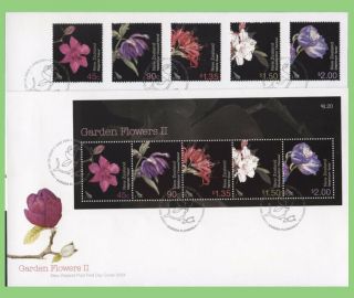 Zealand 2004 Garden Flowers Set & Mini Sheet On Two First Day Covers