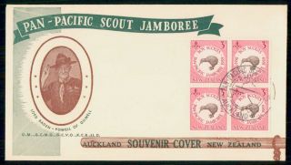 Mayfairstamps Zealand 1950s Block Baden Powell Scout Jamboree Souvenir Cover
