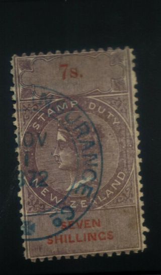 Zealand Queen Victoria Stamp Duty 1871 7/ -