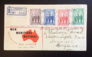 Australia 1940 Registered Cover To Somerset (fdc,  Men Munitions Material)