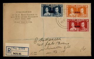 Dr Who 1937 Zealand Niue Kg Vi Coronation Fdc Registered C205313