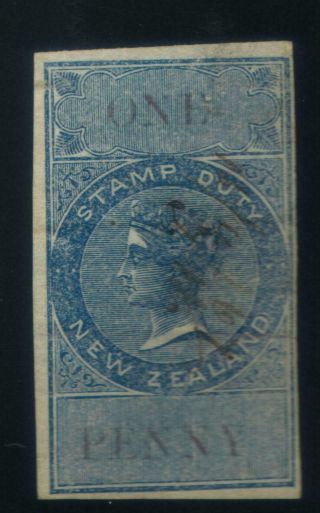 Zealand Queen Victoria Stamp Duty 1867 Imperf 1d Blue