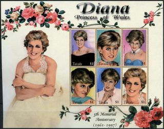 Tuvalu 2003 Sg 1086 - 1091 Diana Princess Of Wales Mnh Sheetlet A86502