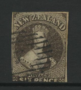Zealand Early Qv 6d Brown Chalon Imperf Stamp