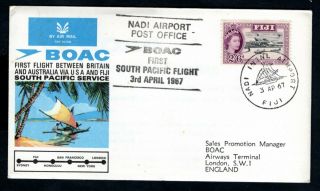 Fiji - 1967 Boac First South Pacific Flight Service Sydney To London