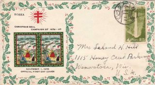 Korea 1939 Christmas Seal Campaign First Day Cover,  From Haiju (14.  11.  14) To Us
