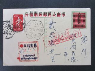 China Peoples Rep.  East.  Various Overprines On Postal Card,  Shanghai 1952 [b71