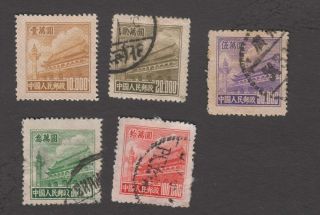 Pr China 1951 R5 Tian An Men Regular Issue,  5 Stamps