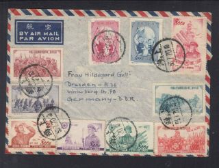 China Air Mail Cover 1956 Shanghai To Germany