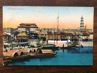 China Old Postcard Mission Chinese City View Pagoda Shanghai