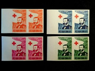 Vietnam Rare Imperf Pairs Stamp Set Scott 136 - 139 Mnh Hard To Find