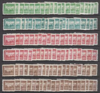 1949 China La Ec Group Of 240 Train And Postal Runner Stamps.