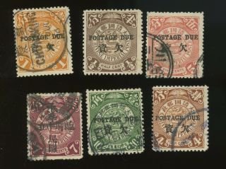 China 1904 Postage Due 1/2c To 10c (6 Stamps) Chungking,  Sichuan Pmk Etc