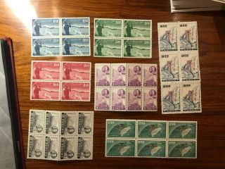 3 Different Mnh China Taiwan Stamps Complete Sets In Multiple Blocks Vf