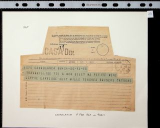 French Morocco 1945 Telegram Document From Casablanca To Paris France