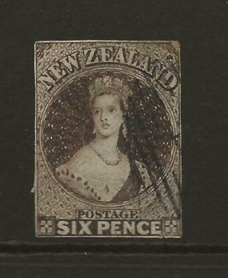 Zealand 1862 - 3 Sg85 6d Black Brown Imperf Qv Pelure Paper Chalon Cat £300