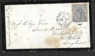 Australia,  Victoria,  1877 Mouring Cover To Uk,  6d Rate.  Portland