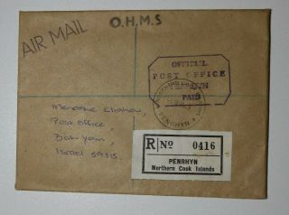 Penrhyn Northern Cook Is Cover Ohms Gb Uk Ob Official Post Office Mail 1984