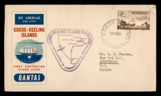 Dr Who 1955 Australia Cocos Keeling Island First Flight Qantas To Canada F53442