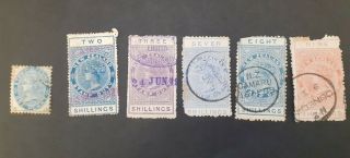 6 X Zealand Queen Victoria Stamp Duty Stamps Various Denominations