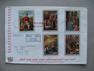 Cook Islands,  R - Cover Fdc 1975,  5x Mini Sheet Christmas Madonna Painting Raphael