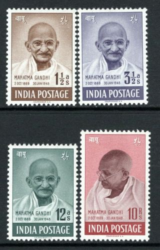 India 1948 Mahatma Gandhi Set Sg305 - 308 Mnh (high Cat)