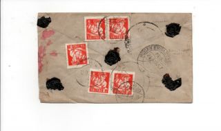 Oy115 China Prc Tibet 1957 Registered Cover Lhasa To Nepal With 8f R8 X 5