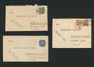 1940s China Covers To Usa:else Baum Jewish Refugee Shanghai To H Lechner - Judaica