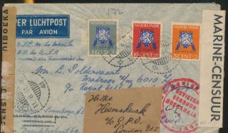 Lm09250 Dutch India 1941 Censored Air Mail To Heemskeck Cover