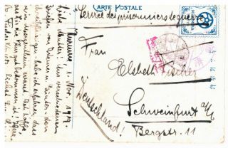 1919 German Prisoners Of War In Japan Postcard - Mitsumura Stamp - To Germany