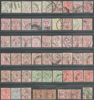 Cancellation Group Rama V 1887 - 99 Thailand Siam Old Stamps Scarce