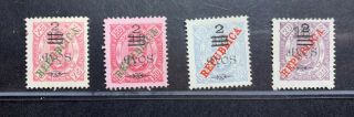 China Macau Macao 1913 Local Surcharged Set Of 4 Nh And Mh Per Scan