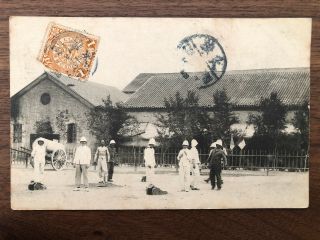 China Old Postcard European Chinese Men Coiling Dragon Tientsin Local 1919