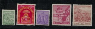 Nepal 1956 Coronation Set Sc 84 - 88 Mnh Og Cv $180