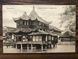 China Old Postcard Famous Tea House Native City Shanghai