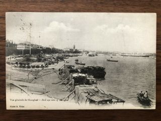 China Old Postcard Bird Eye View Of Shanghai To France 1913