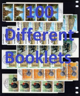 Thailand 100 Different Booklets (first Day Cancels) Cv About $400.  00
