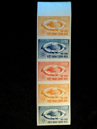 Vietnam Proof Imperf Stamp Set Scott 231x Mnh Test Strip Fault Browning Top Edge