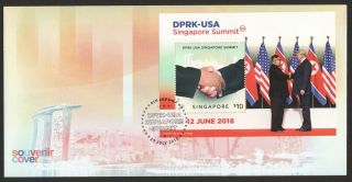 Singapore 2018 Dprk - Usa Trump Kim Singapore Summit Stamp Sheet First Day Cover