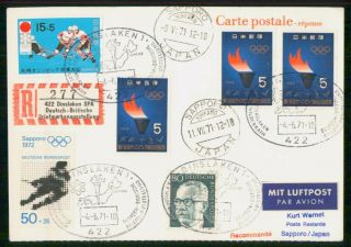 Mayfairstamps Japan 1971 Germany Mixed Frank Olympics Dinslaken To Sapporo Cover