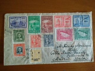 1948 Shanghai China Cover Jewish Ghetto To Madrid Spain With Letter