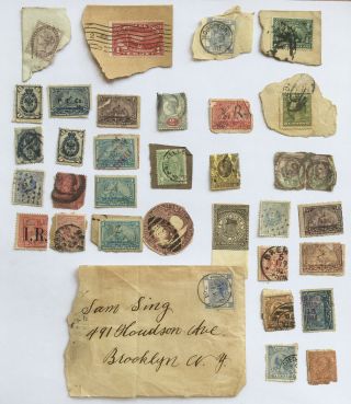 Antique Chinese Stamps Cover Hong Kong York Brooklyn 中国 香港 邮票 邮件 封面 1898