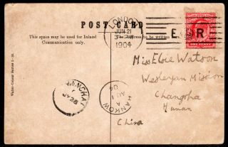 1904 Gb Postcard To China: London - Shanghai - Hankow - Changsha