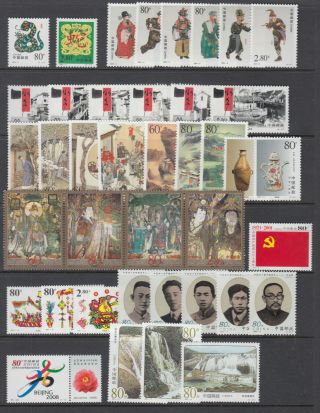 China 2001 Complete Year 87 Stamps And 8 M/s Never Hinged