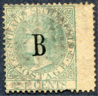 Thailand: 1882 - 85 24c Stamp Of Straits Settlements Overprint Type’b’
