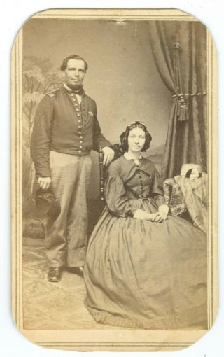 B7167 Civil War Cdv Union Infantry Captain? Wife – Tax Stamp Burwell Norfolk Va