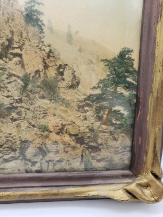 ANTIQUE RARE OLD MAN IN THE MOUNTAIN PIE CRUST FRAME HAND COLORED LITHOGRAPH 3