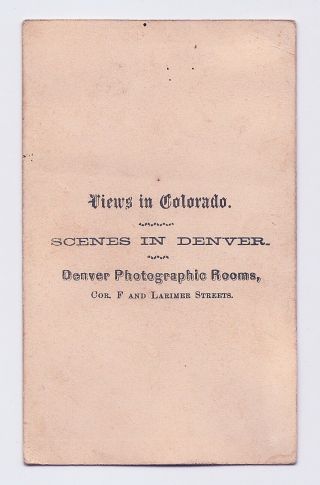 W G Chamberlain Denver Colorado : Brick Home & Servant in Door : 1860s CDV Photo 2