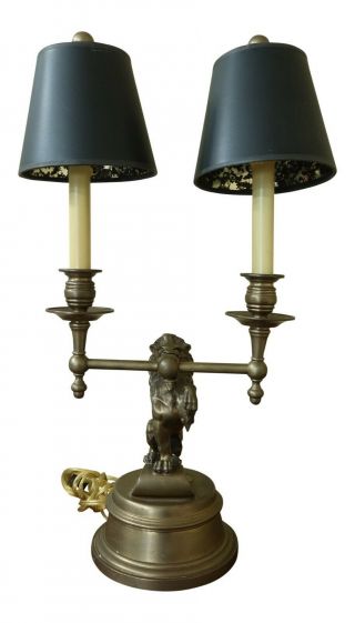 F50454ec: Chapman Solid Brass Desk Lamp W.  Lion Base