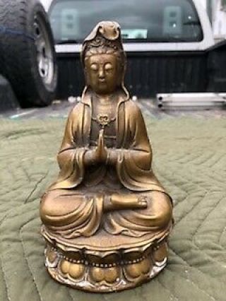 ANTIQUE & OR VINTAGE SIGNED CHINESE BRONZE SCULPTURE STATUE BUDDHA 2